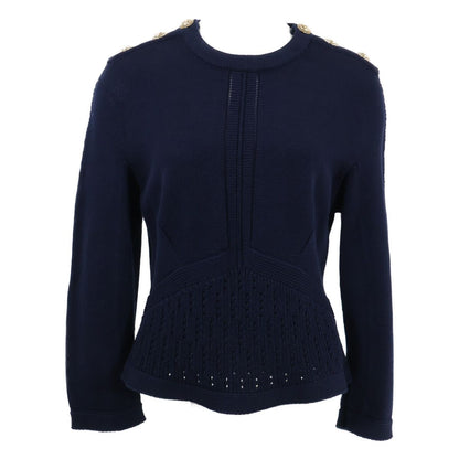 Chanel 21c CC Logo Button Peplum Knit Sweater 38