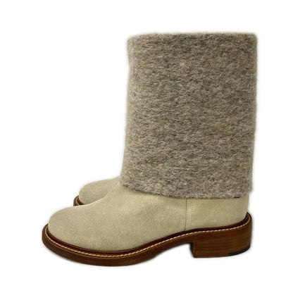Chanel 14B CC Logo Wool Suede Contrast Boots 39C — view 2