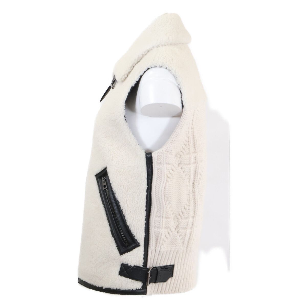 Dior Lambskin Shearling Fur Cashmere Knit Cut Replacement Vest — view 3