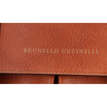 Brunello Cucinelli Gray Leather Briefcase Business — view 7