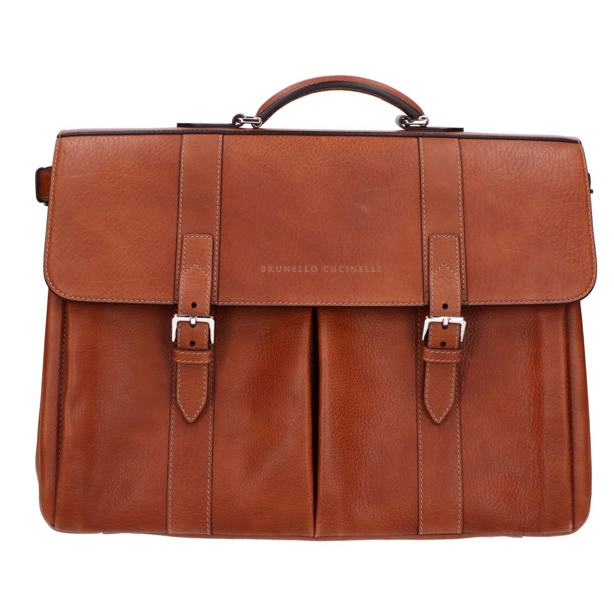 Brunello Cucinelli Gray Leather Briefcase Business