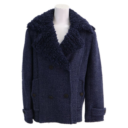 Chanel CC Logo Button Fleece Color Tweed Double Jacket 38