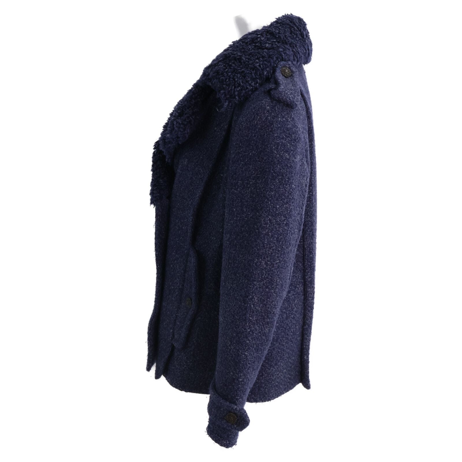 Chanel CC Logo Button Fleece Color Tweed Double Jacket 38 — view 2
