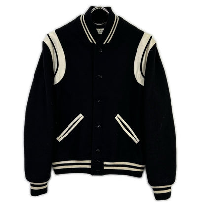 Saint Laurent Paris Leather Trim Teddy Jacket 44