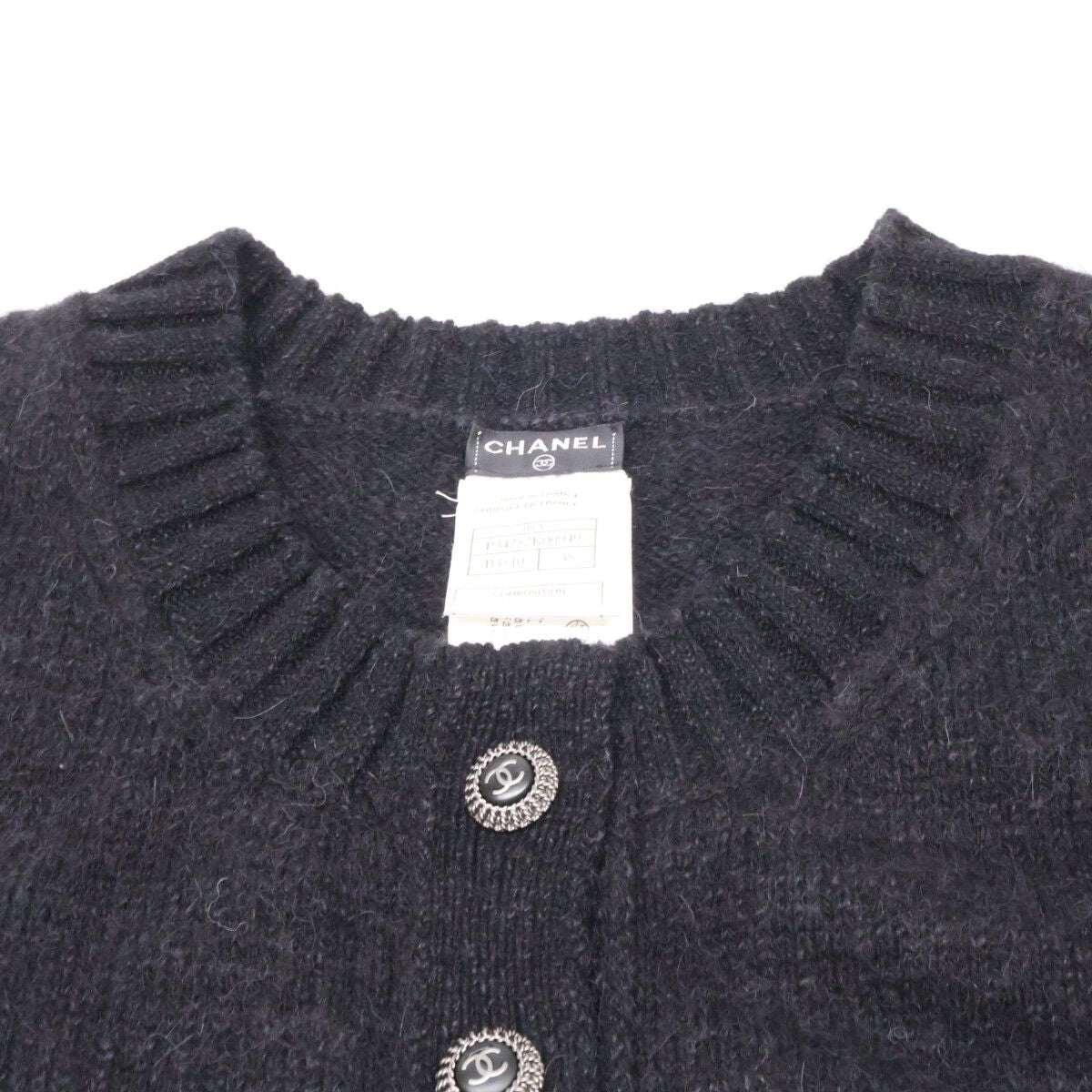 Chanel CC Button Cashmere Blend Knit Contrast 38 Sweater — view 6