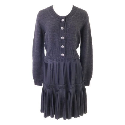 Chanel CC Button Cashmere Blend Knit Contrast 38 Sweater