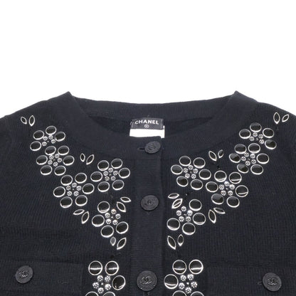 Chanel Visual Decoration CC Button Cashmere Knit Cardigan 36 — view 7