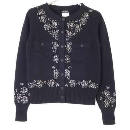 Chanel Visual Decoration CC Button Cashmere Knit Cardigan 36