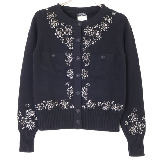 Chanel Visual Decoration CC Button Cashmere Knit Cardigan 36