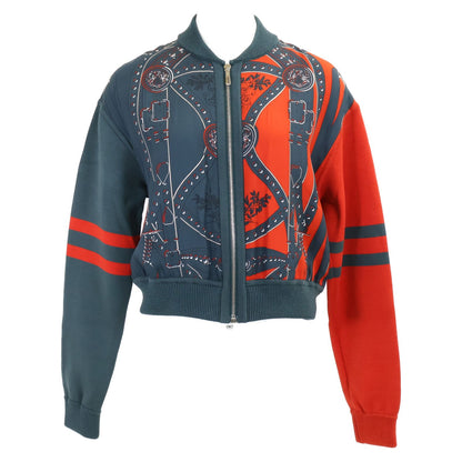 Hermes 2 DO Grand Tralala Gran Turalara Twillay Nu Silk Mixed Zip Up Jacket 36