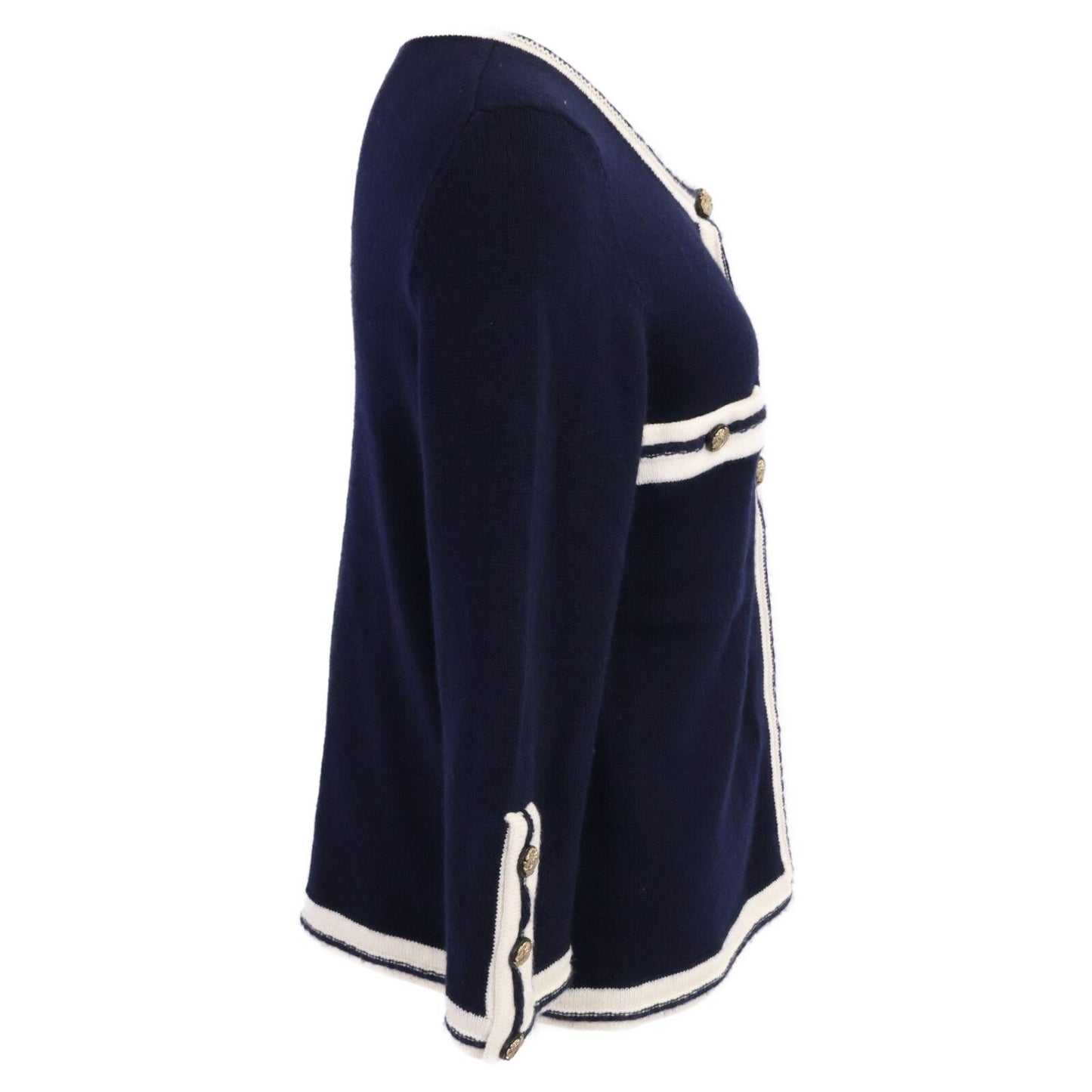 Chanel CC Logo Lion Button Cashmere Knit Cardigan 38 — view 2