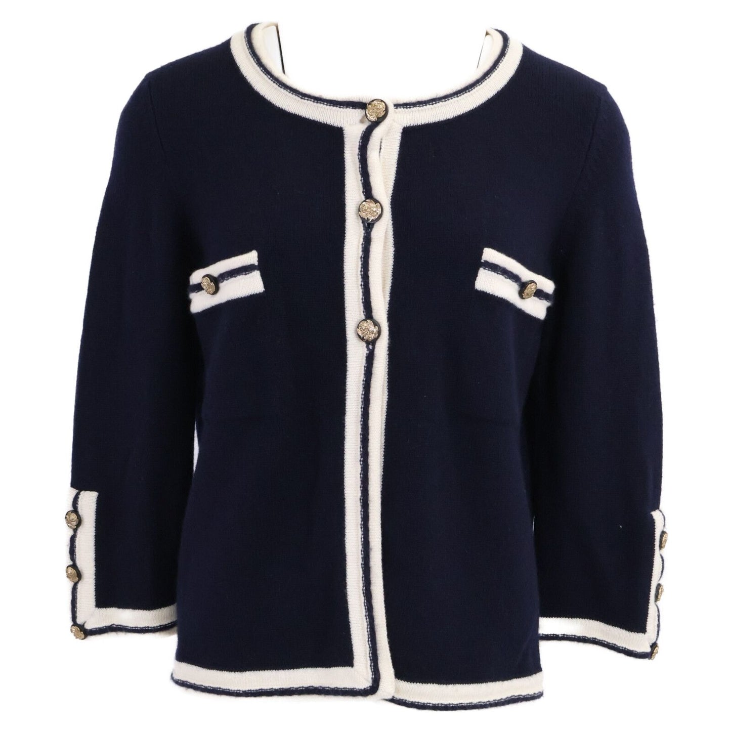Chanel CC Logo Lion Button Cashmere Knit Cardigan 38