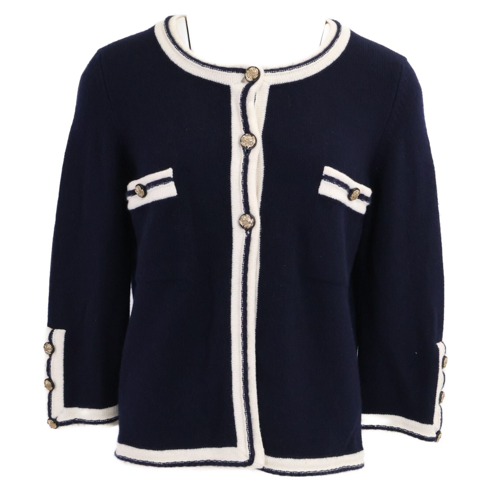 Chanel CC Logo Lion Button Cashmere Knit Cardigan 38