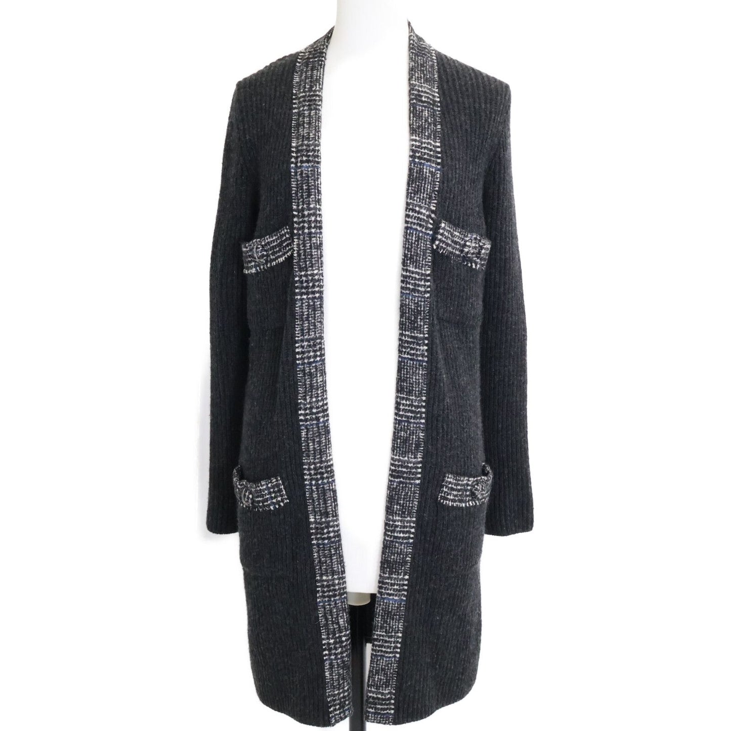 Chanel Cashmere Rib Knit Long Cardigan 38