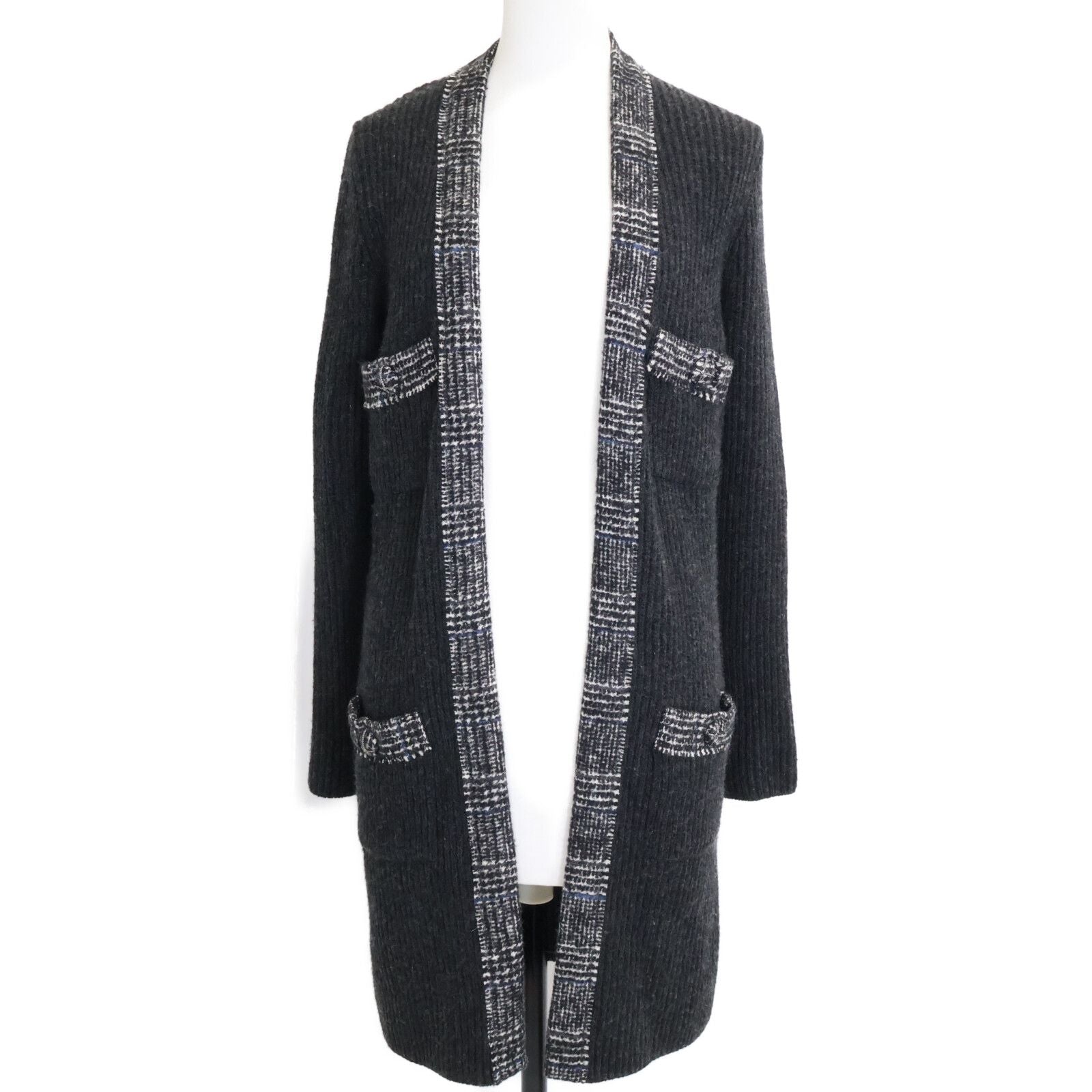 Chanel Cashmere Rib Knit Long Cardigan 38