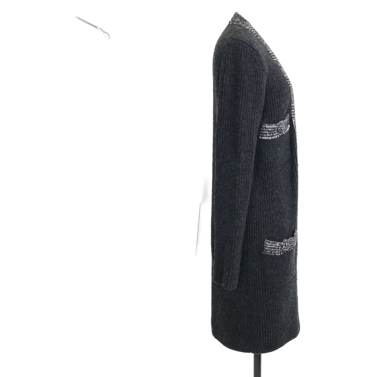 Chanel Cashmere Rib Knit Long Cardigan 38 — view 2