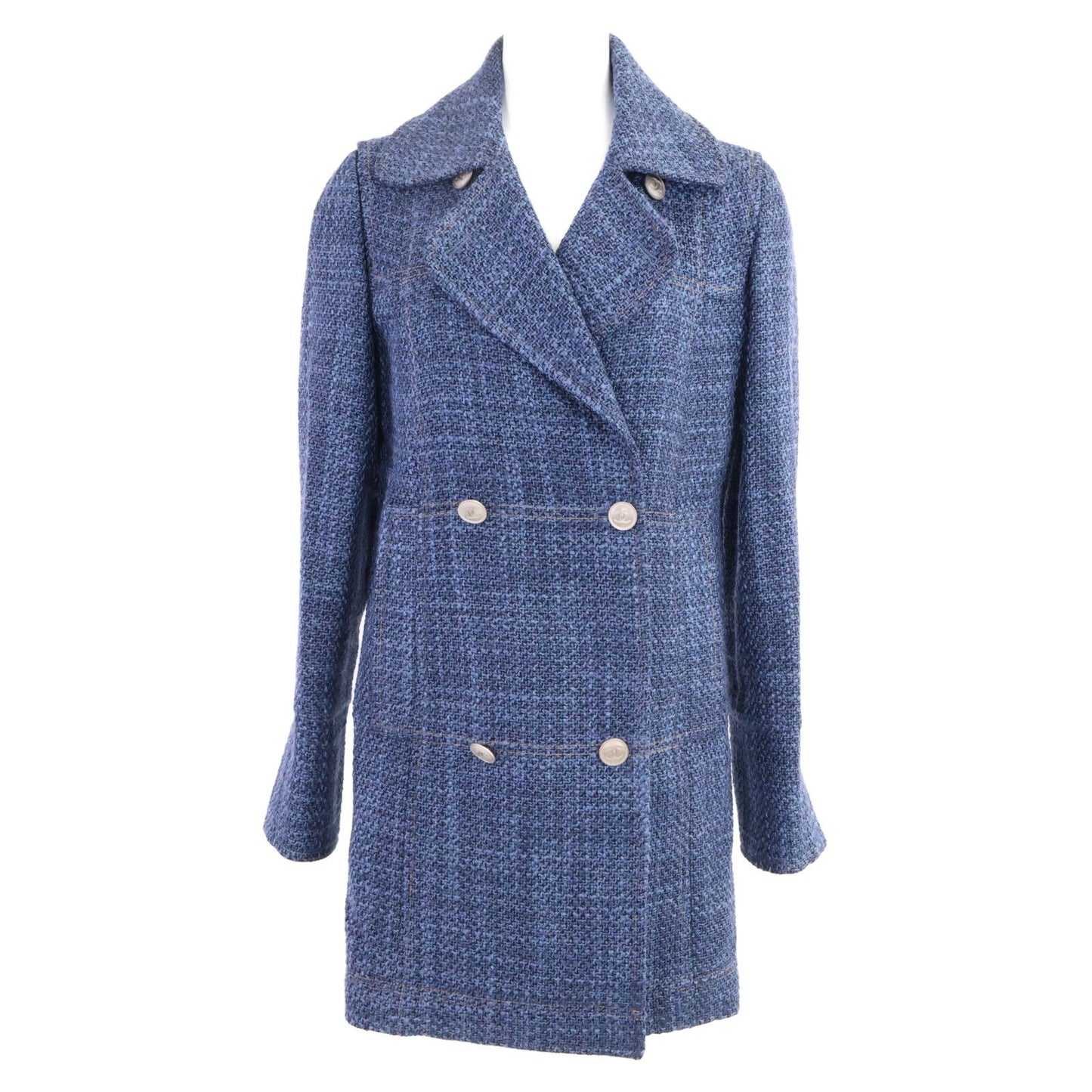 Chanel CC Logo Button Tweed Double Breasted 38 Jacket