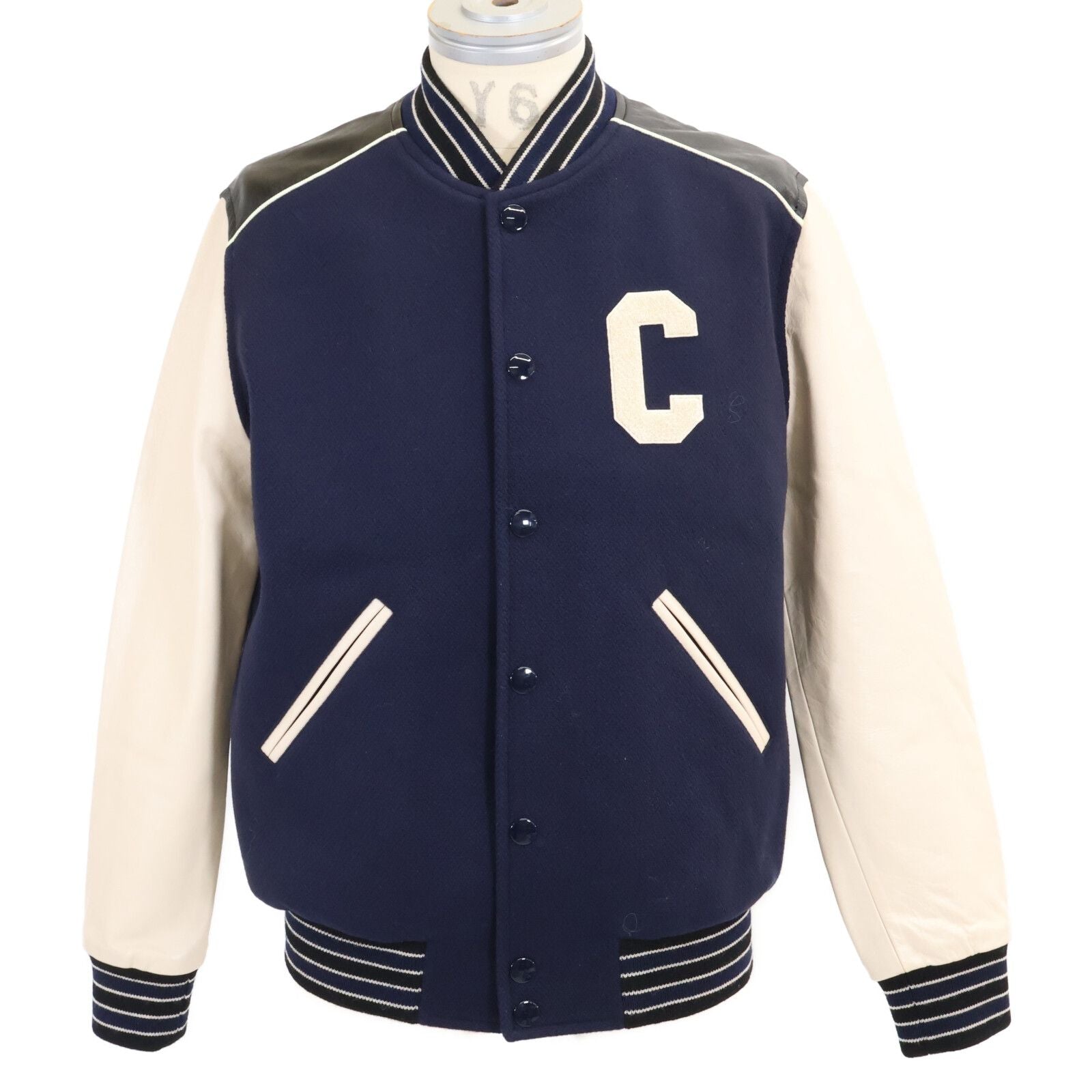 Celine A-m Leather Trim Classic Teddy Jacket