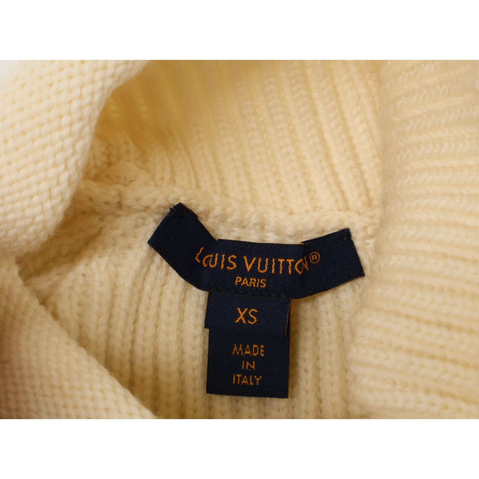 Louis Vuitton Qjb Logo Leather Patch Rib Knit High Neck Short Sleeve Sweater XS — view 5
