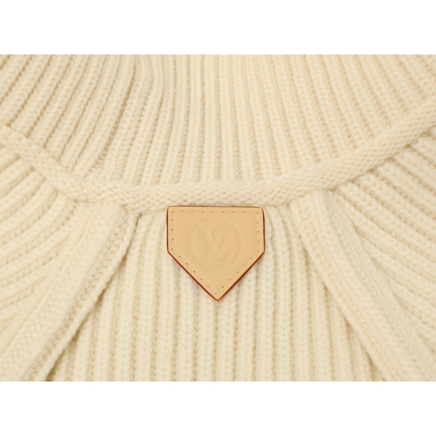 Louis Vuitton Qjb Logo Leather Patch Rib Knit High Neck Short Sleeve Sweater XS — view 4