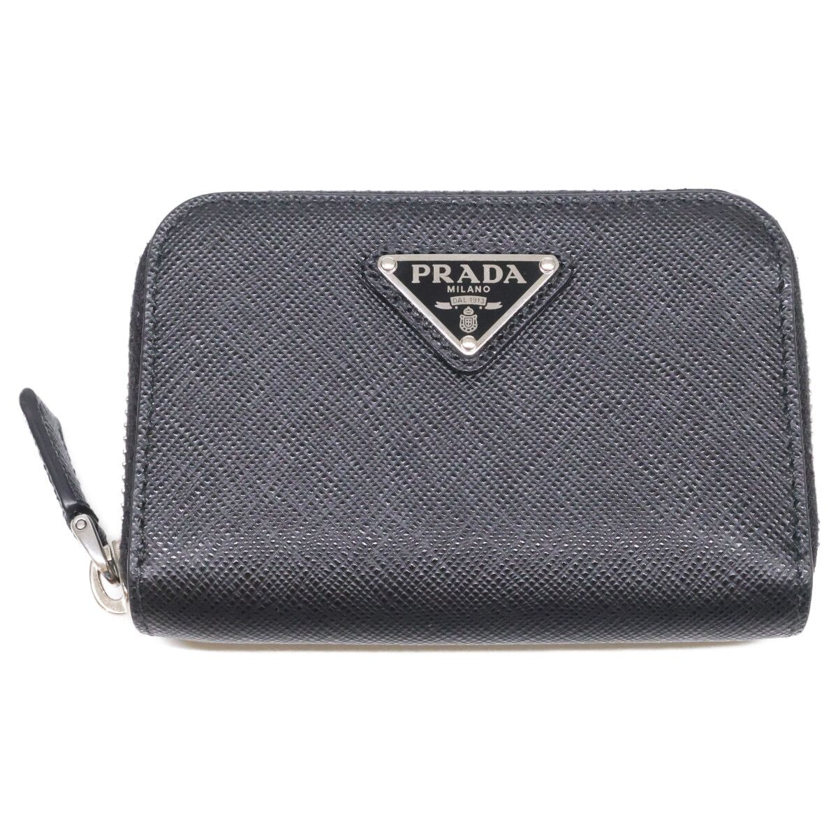 Prada 2 Triangle Coin Purse Black