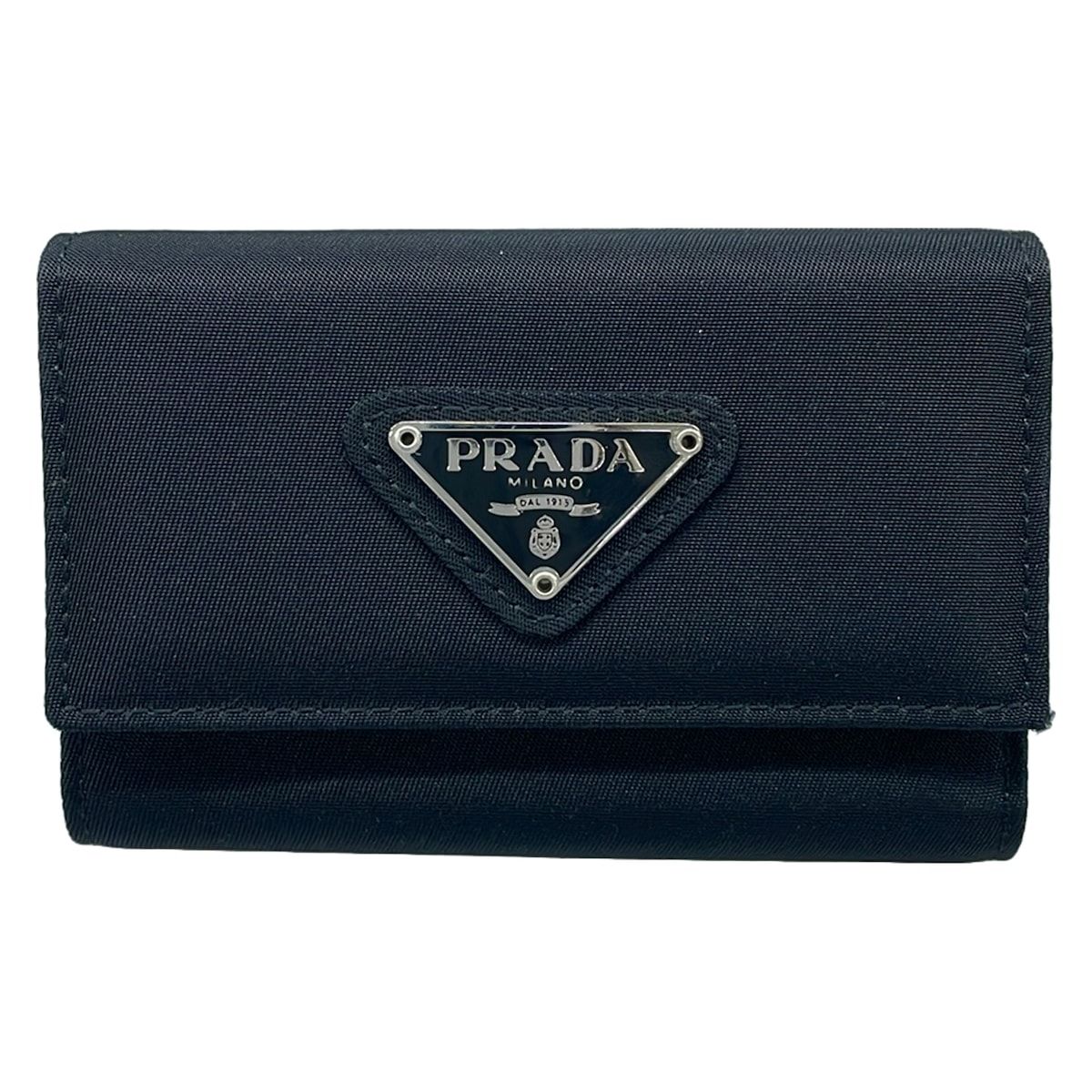 Prada Key Case Black 6 Hook Leather Key Holder