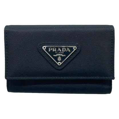 Prada Key Case Black 6 Hook Leather Key Holder