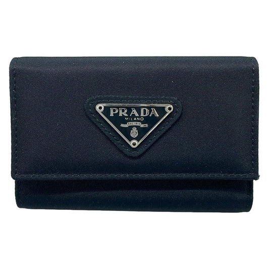 Prada Key Case Black 6 Hook Leather Key Holder