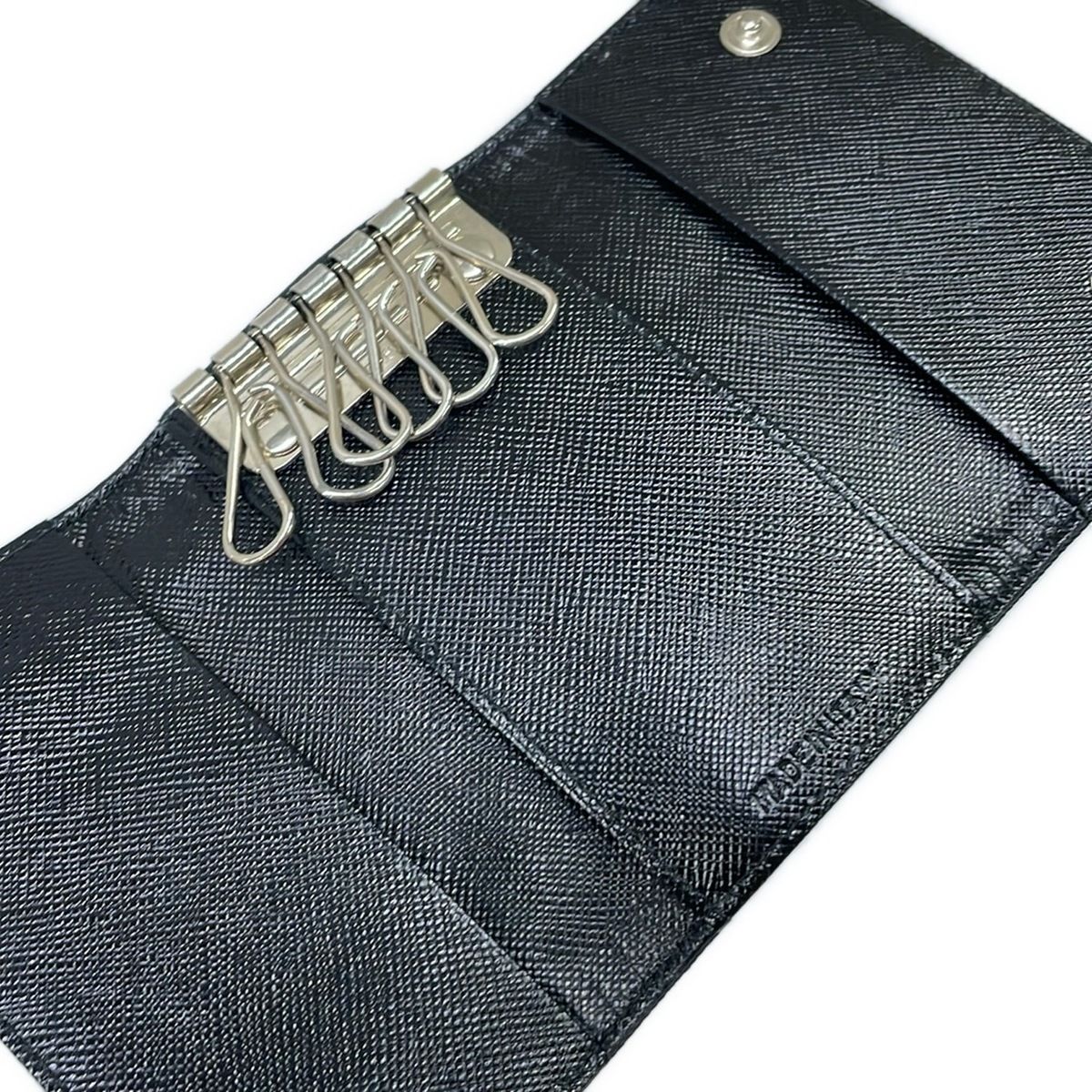 Prada Key Case Black 6 Hook Leather Key Holder — view 3