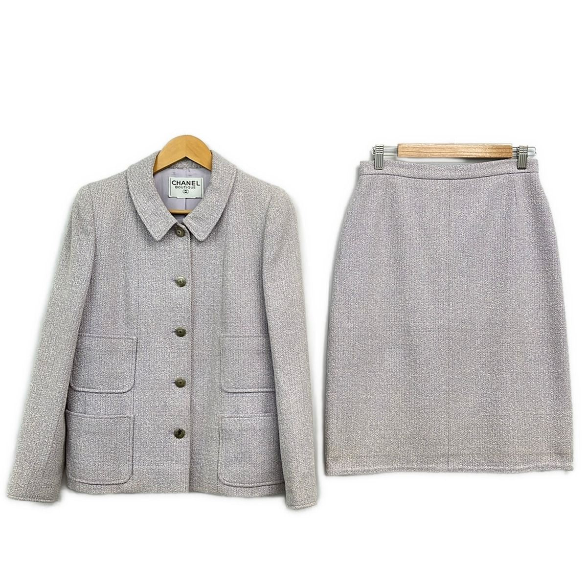 Chanel Skirt Suit Light Purple White