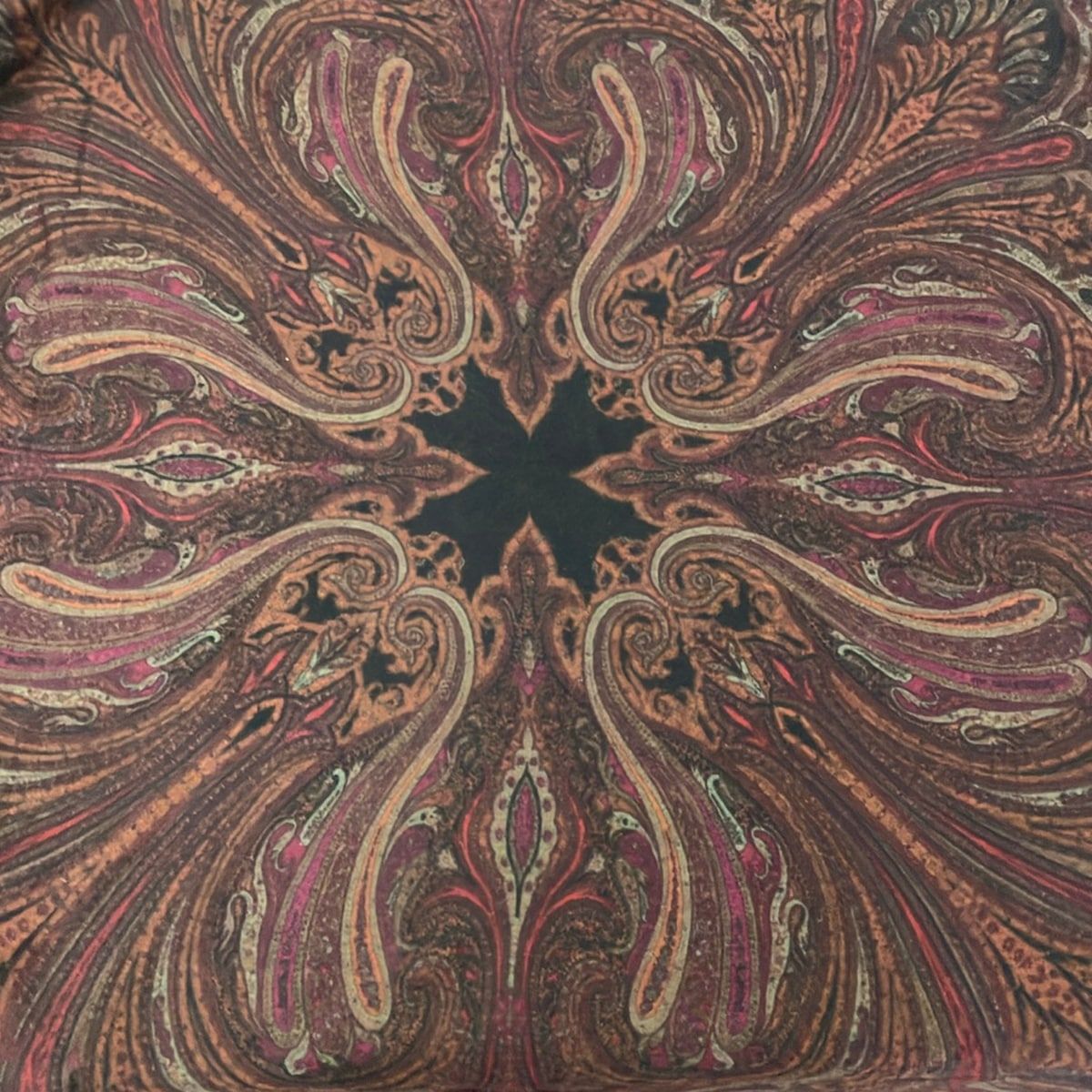 Loro Piana Black Dark Brown Multi Paisley Pattern Cashmere — view 3