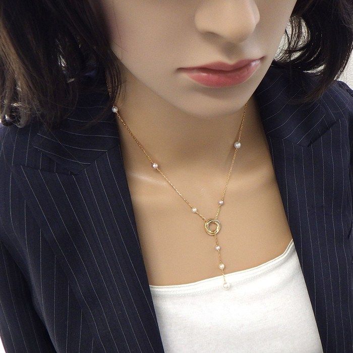Cartier Necklace Trinity Circle Three Color Multicolor Pearl 4 Beads 18K — view 5