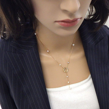 Cartier Necklace Trinity Circle Three Color Multicolor Pearl 4 Beads 18K — view 5