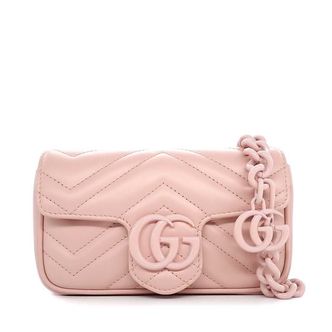 Gucci Waist Bag GG Marmont Mini Pink Chevron Quilted Leather