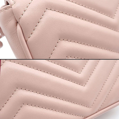 Gucci Waist Bag GG Marmont Mini Pink Chevron Quilted Leather — view 8