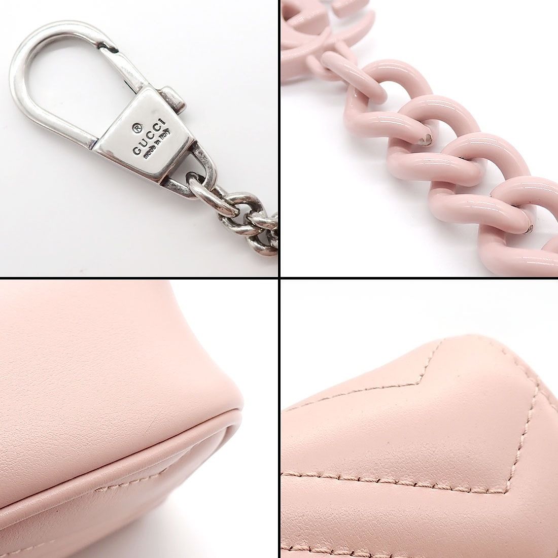 Gucci Waist Bag GG Marmont Mini Pink Chevron Quilted Leather — view 7