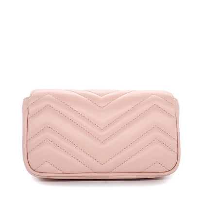 Gucci Waist Bag GG Marmont Mini Pink Chevron Quilted Leather — view 2