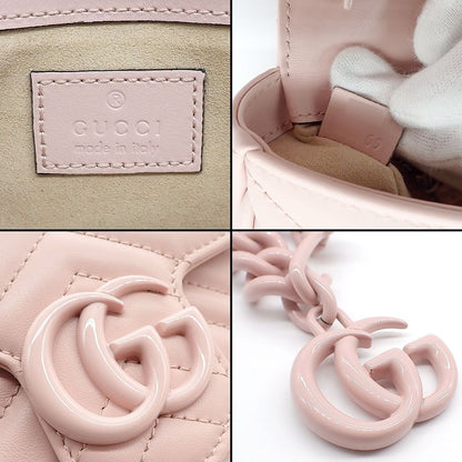 Gucci Waist Bag GG Marmont Mini Pink Chevron Quilted Leather — view 6