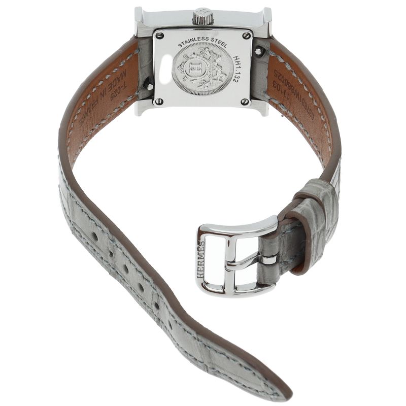 Hermes Watch Mini Diamond Bezel Shell SS Leather White — view 5