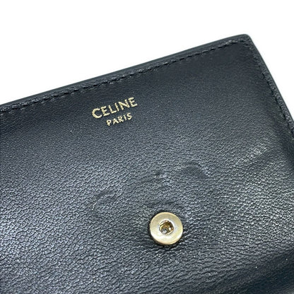 Celine Trifold Wallet Small Flap Triomphe Black Leather — view 5