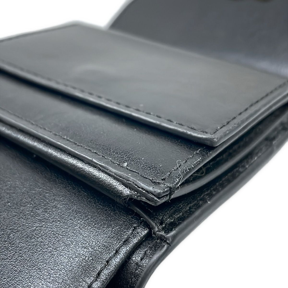 Celine Trifold Wallet Small Flap Triomphe Black Leather — view 8