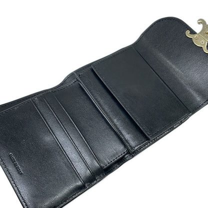 Celine Trifold Wallet Small Flap Triomphe Black Leather — view 3