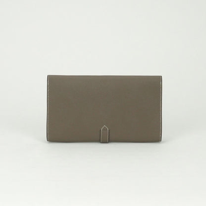 Hermes Passant Tou Tanman Wallet Veau Epsom Etoupe Gray Silver — view 2