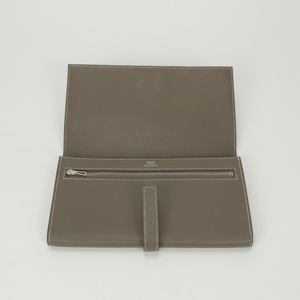 Hermes Passant Tou Tanman Wallet Veau Epsom Etoupe Gray Silver — view 5