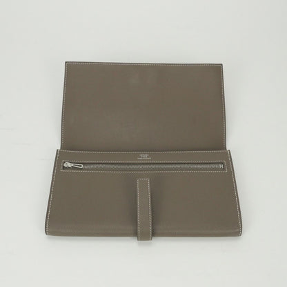 Hermes Passant Tou Tanman Wallet Veau Epsom Etoupe Gray Silver — view 5