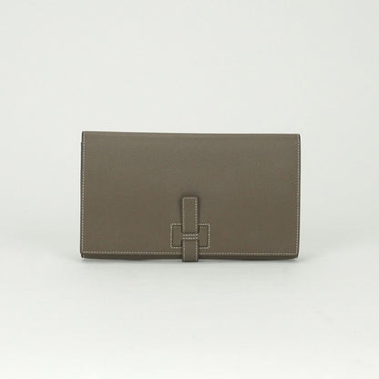 Hermes Passant Tou Tanman Wallet Veau Epsom Etoupe Gray Silver