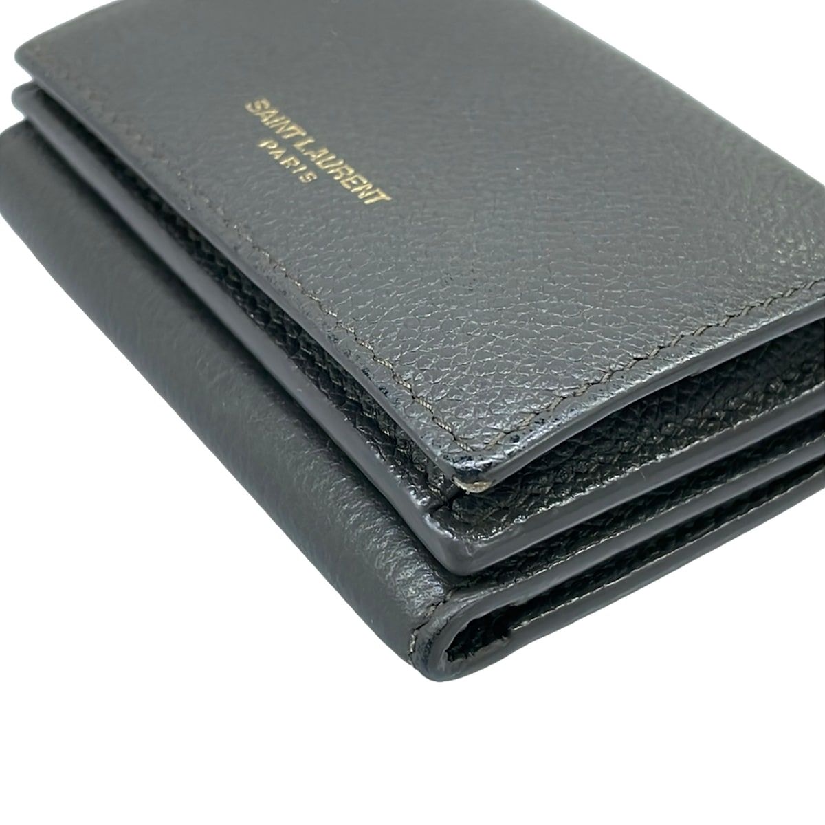 Saint Laurent Paris Trifold Wallet Dark Gray Leather — view 7