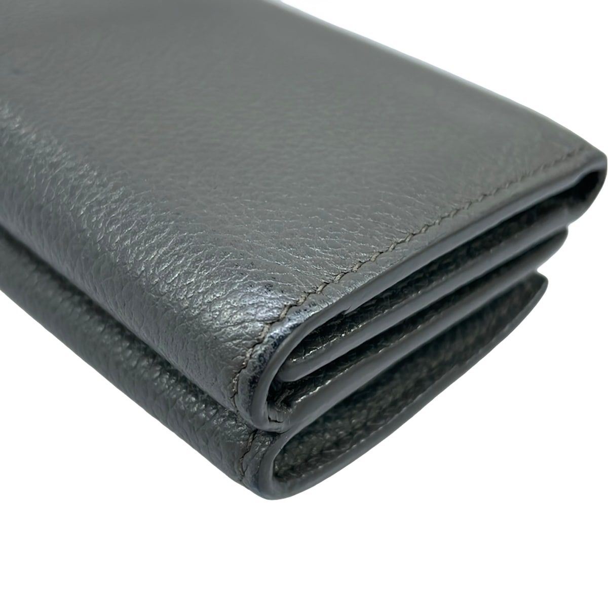 Saint Laurent Paris Trifold Wallet Dark Gray Leather — view 8