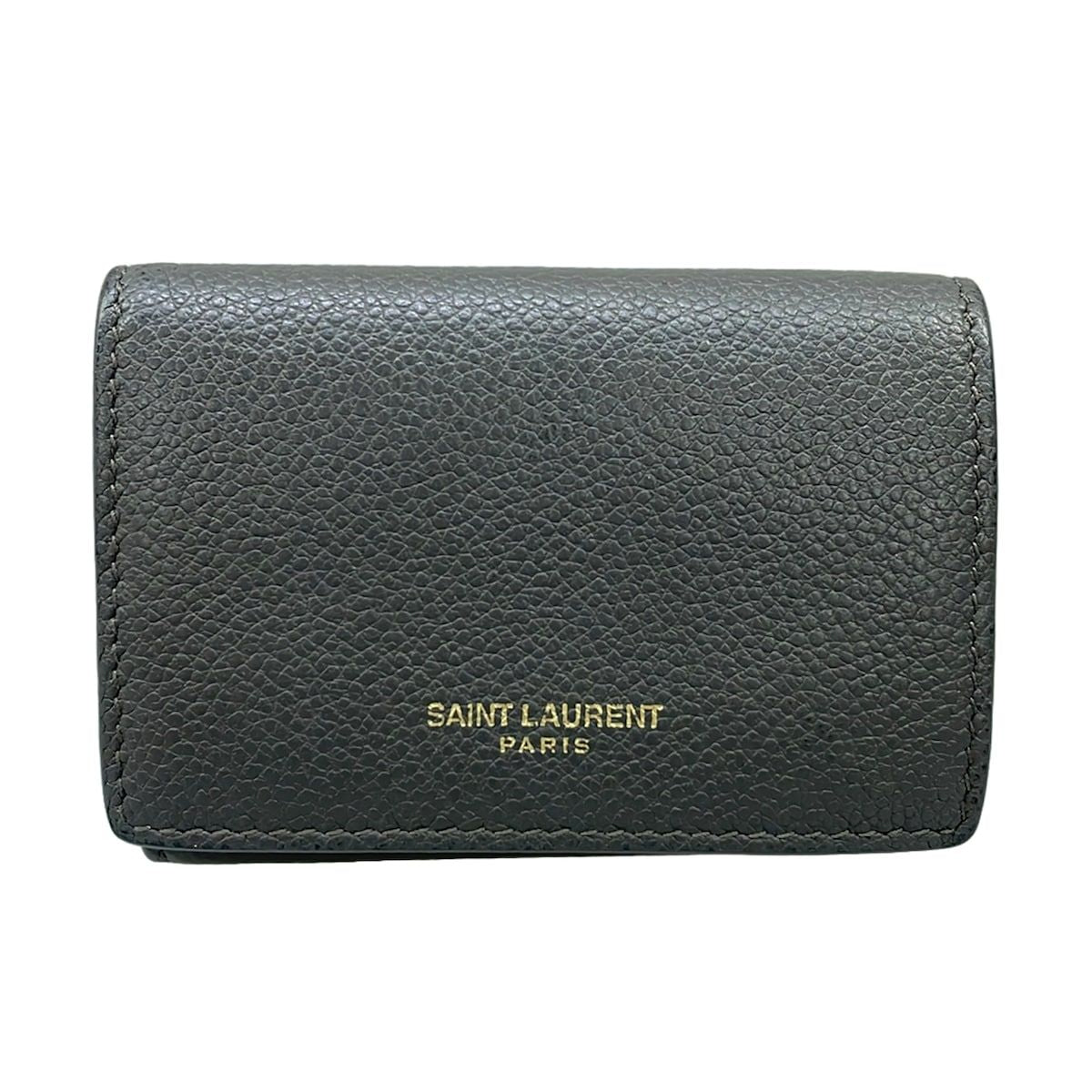 Saint Laurent Paris Trifold Wallet Dark Gray Leather
