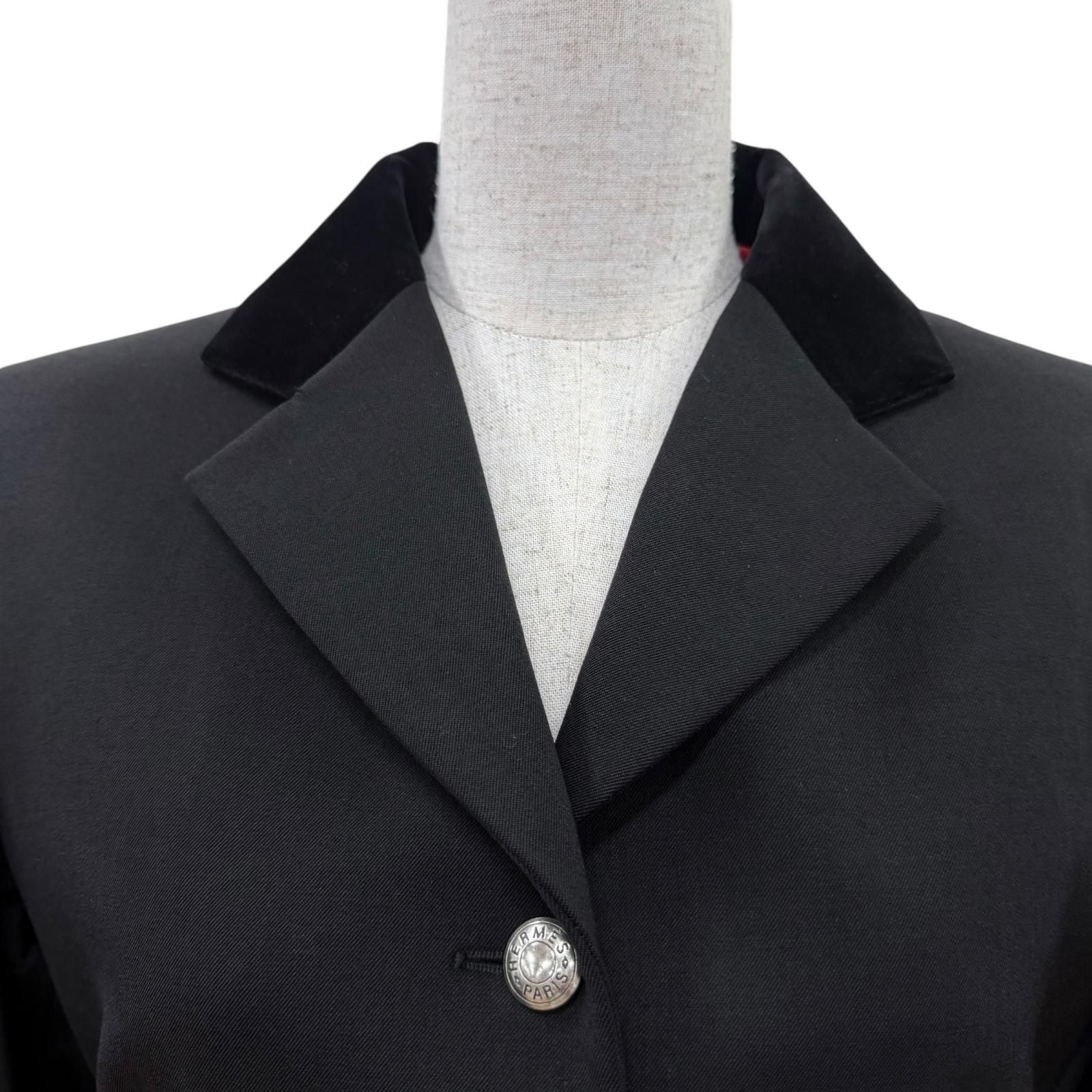 Hermes Wool Series Button Riding Jacket Tailored Black 40 — view 2